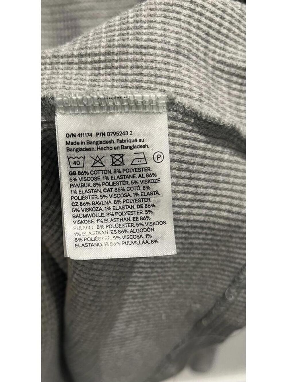 H&M Slim Fit Waffle Knit Long Sleeve Thermal Shirt Men’s Large Gray - Picture 4 of 5